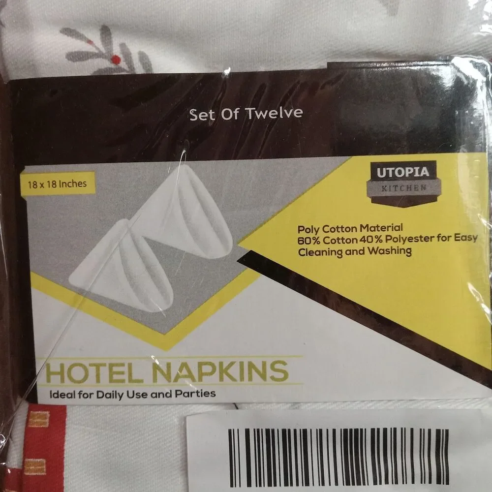 Utopia Kitchen Snowman White Cloth Napkins [12 Pack, 18x18 Inch] Cotton Blend...